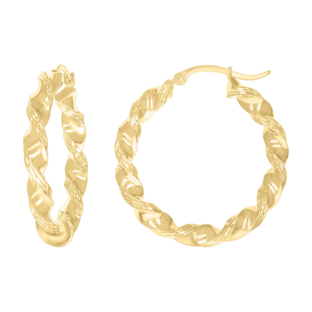 10kt 10k Yellow Gold Womens Diamond-cut Twisted Hoop Earrings 4mm-38